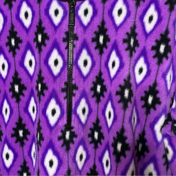 Bob Mackie Wearable Art Purple Fleece Aztec Style Quarter Zip Sweater Size XL - Picture 4 of 8